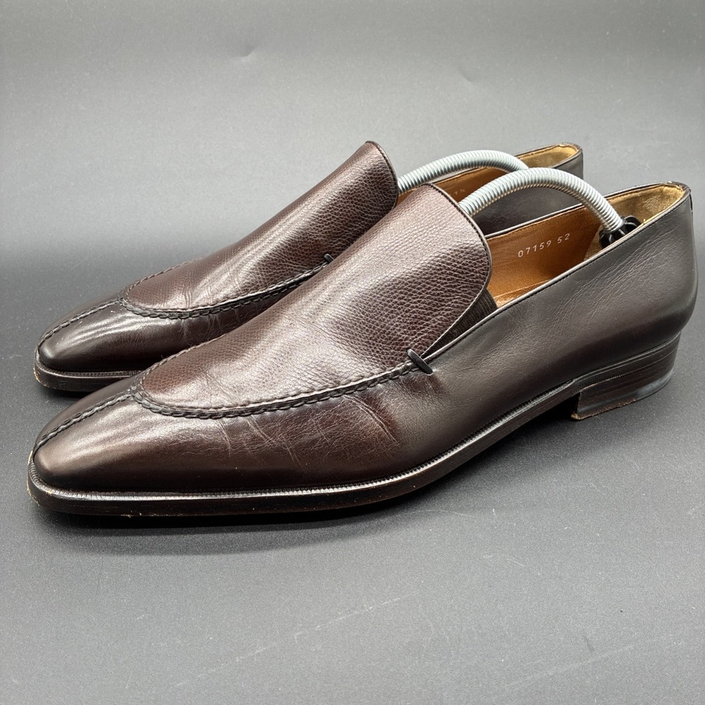Moreschi Loafers Men's 11.5 Brown Leather Slip On Dress Shoes Made in Italy